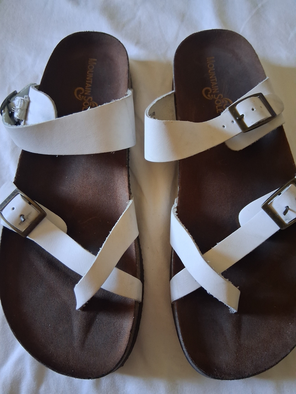 Women's White Strappy Buckle Sandals - Mountain Soul